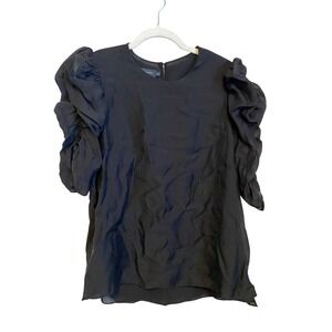 Ted Baker‎ Black Puff Sleeve Sheer Blouse Top Women US Size 10